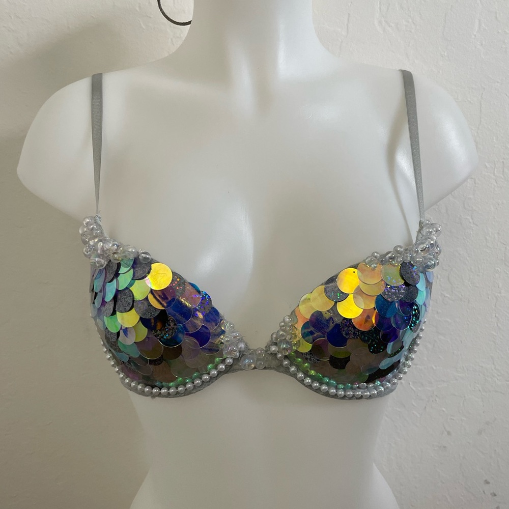 Handmade Rave Bra / Festival Bra / Cosplay Bra - Mermaid